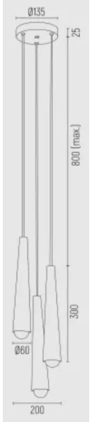 Argon 6103 - Luster na lanku HOLLYWOOD 3xE14/7W/230V čierna