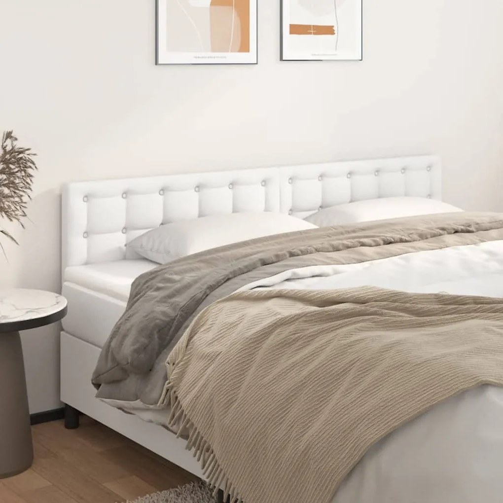 vidaXL Čelá postelí biele 160x5x78/88 cm umelá koža