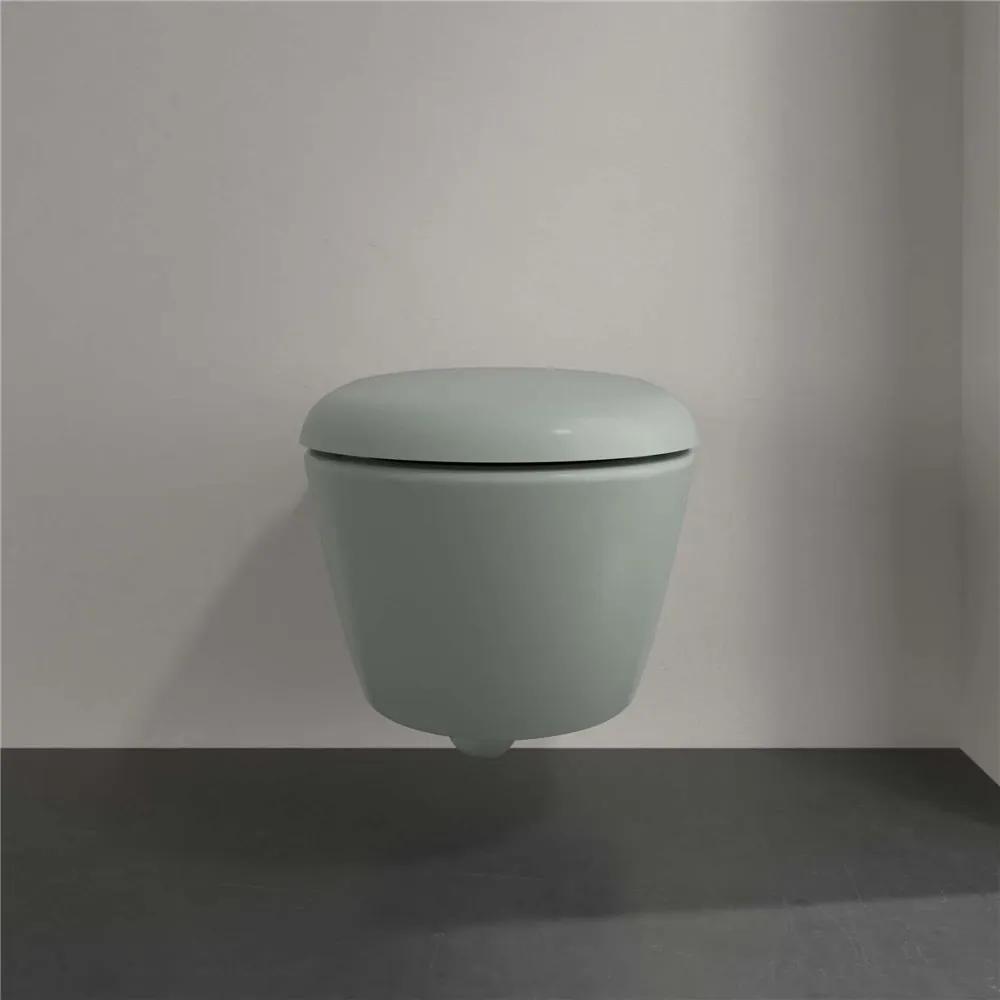 VILLEROY &amp; BOCH Antao závesné WC s TwistFlush, s hlbokým splachovaním bez vnútorného okraja, 370 x 560 mm, Morning Green, s povrchom CeramicPlus, 4674T0R8