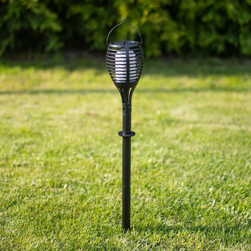 Ecolamp Exteriérové solárne zapichovacie svietidlo Flame, 1x čierne plastové tienidlo