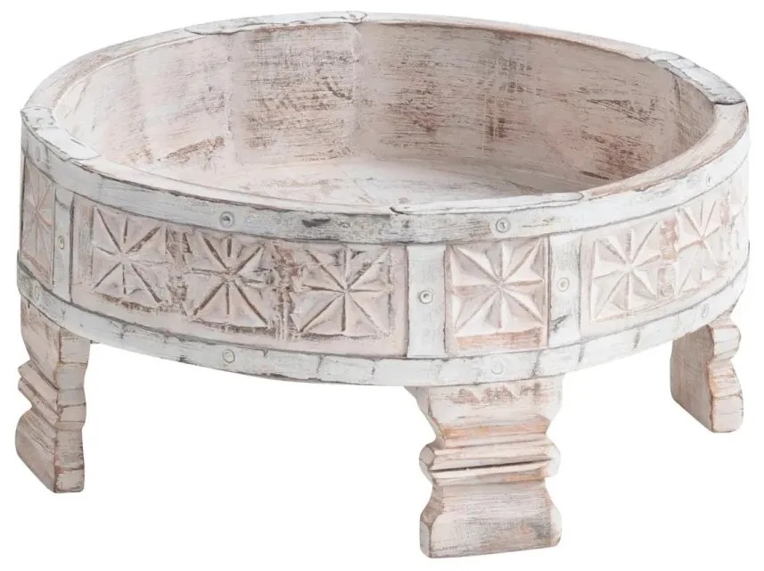 furniture-nabytek.cz - Sada 3 masívnych odkladacích stolíkov Chakki z mangového dreva, biela