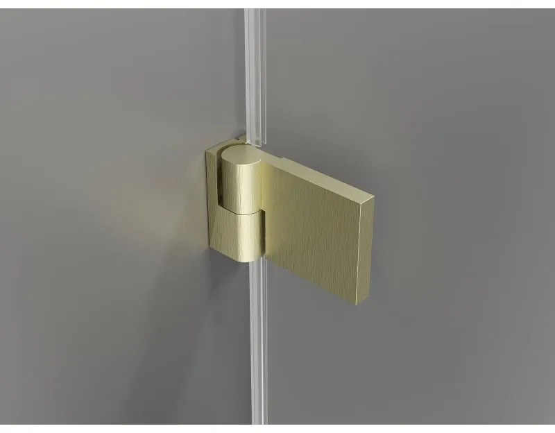 Mexen Lunar-B, L výklopné pravé sprchové dvere 140 cm, 8mm číre sklo, zlatý matný profil, 832SL-140-050-55-00-P