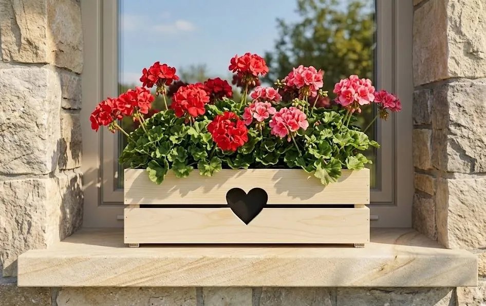 AMADEA Drevený obal s hrantíkom so srdcom, 52x21,5x17cm Český výrobok