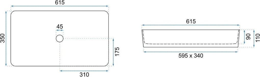 Rea Denis Black Stone umývadlo, 62 x 35 cm, čierna, REA-U6510