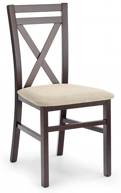 Drevená jedálenská stolička DARIUSZ – masív, látka, viac farieb Biela / Hnedá