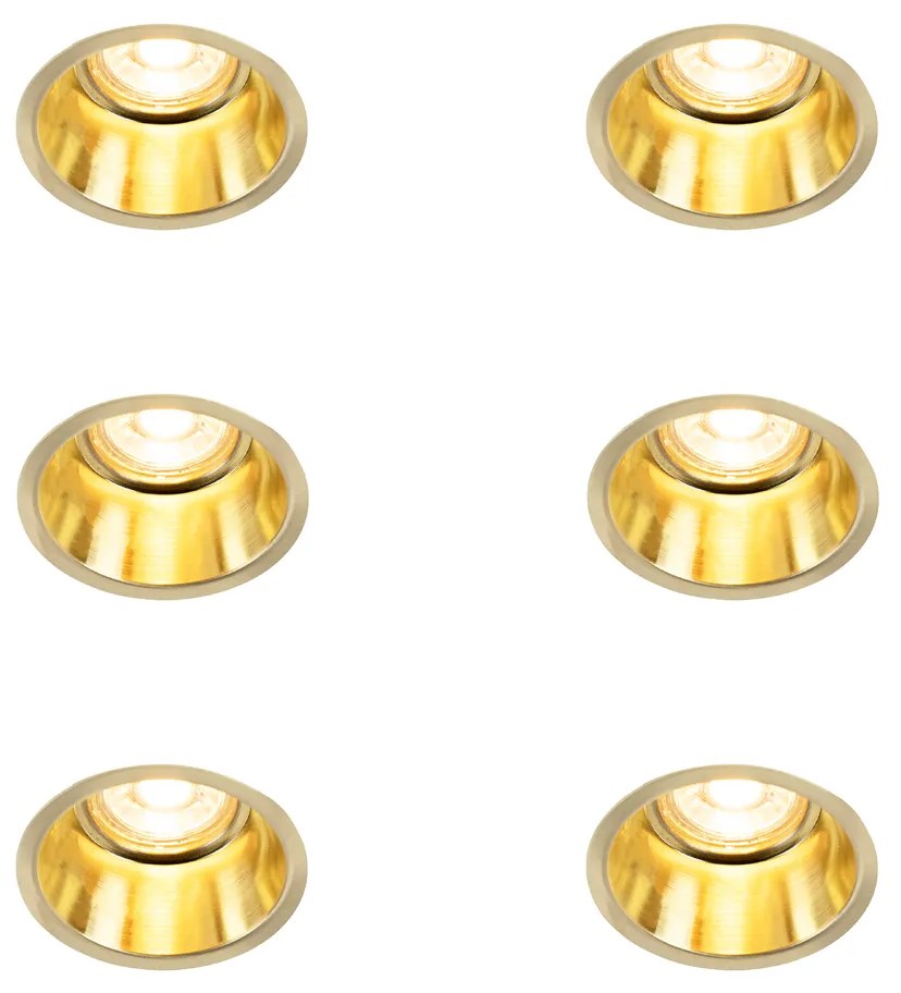 Sada 6 moderných zapustených bodových svetiel zlatá - Dept