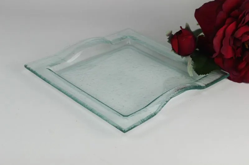 Priehľadný sklenený tanier s úchytmi 19 cm