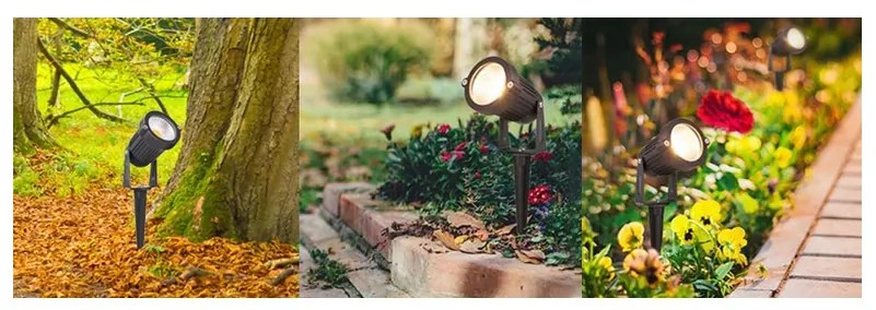 BERGE LED záhradná lampa - vstavaný reflektor GU10 - IP65 - čierna