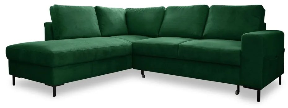 Tmavozelená menčestrová rozkladacia rohová pohovka (ľavý roh) Lofty Lilly – Miuform