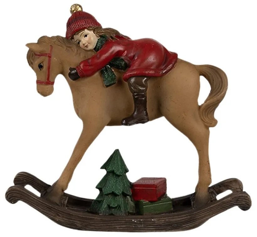 Dekorácia dievčatko na hojdacom koníkovi - 11*4*10 cm