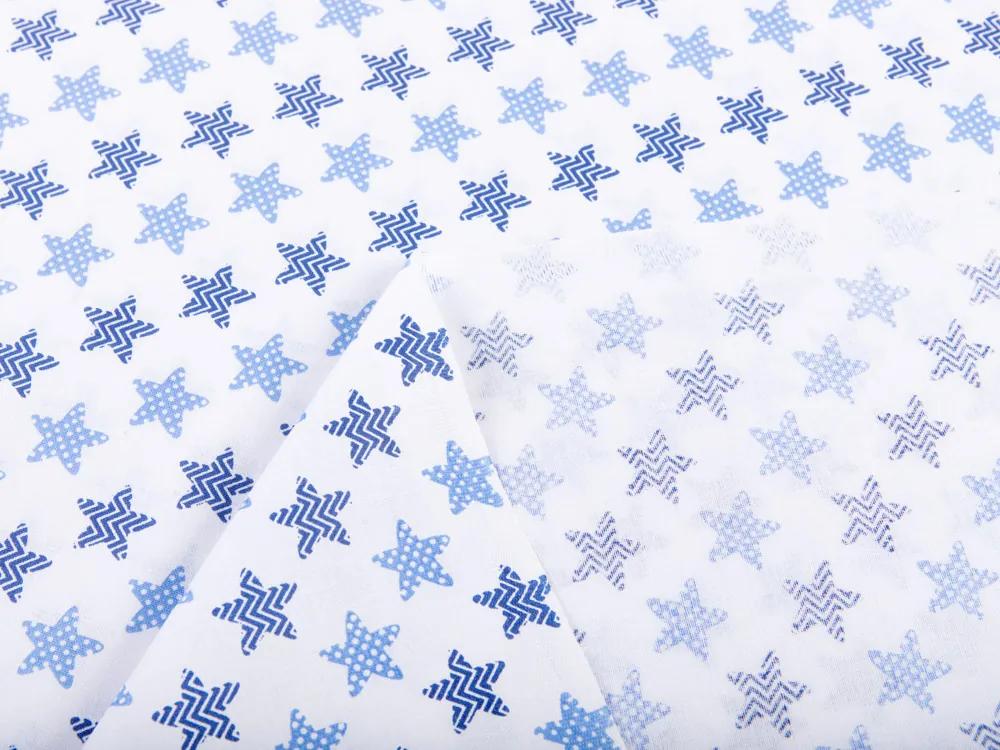 Biante Bavlnený záves Sandra SA-266 Modré hviezdičky na bielom 130x140 cm