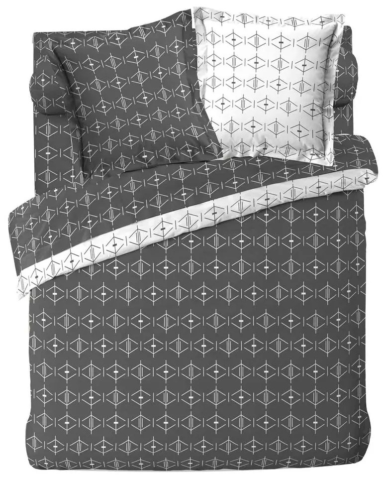 Biela/tmavosivá bavlnená obliečka na perinu na dvojlôžko/predĺžená 240x220 cm Aristide – douceur d'intérieur