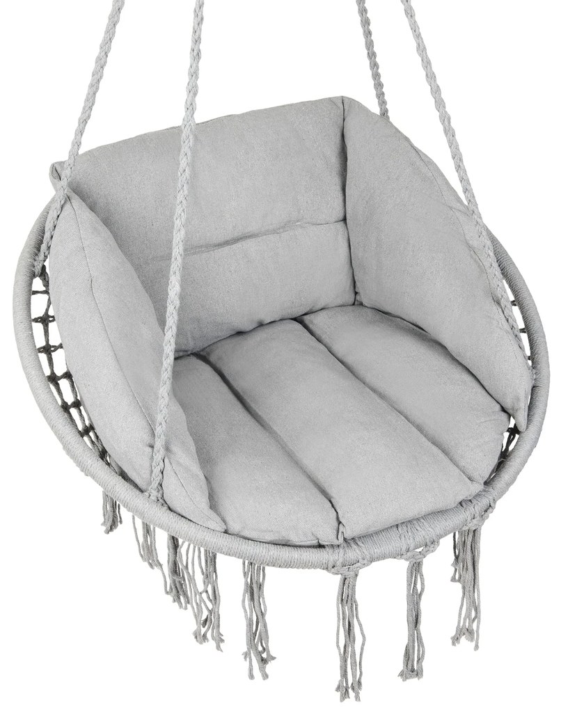 Sivé závesné kreslo KOLUMBIA s polstrovaním a sivým stojanom