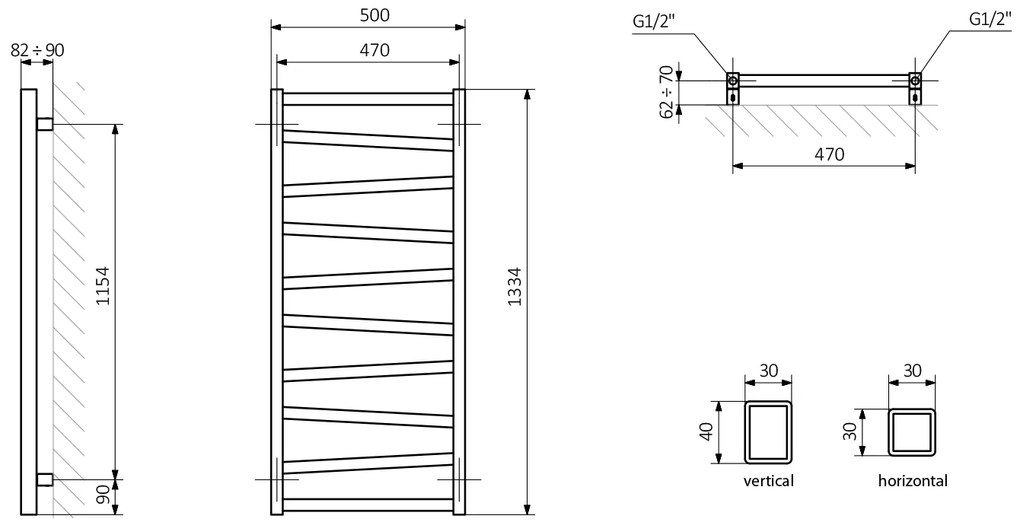 Sapho Sapho, ZIG vykurovacie teleso 500x1334 mm, 490 W, antracit, ZG513A