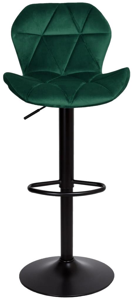 Barová stolička Gordon Black zelená Velvet
