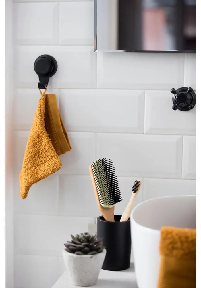 Súprava 2 čiernych samodržiacich nástenných háčikov Compactor Bestlock Black Small Hooks