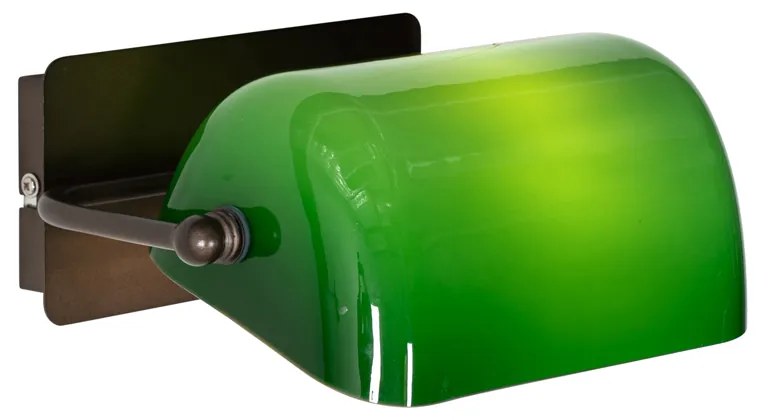 Klasická nástenná lampa notára tmavá bronz so zeleným sklom - Banker