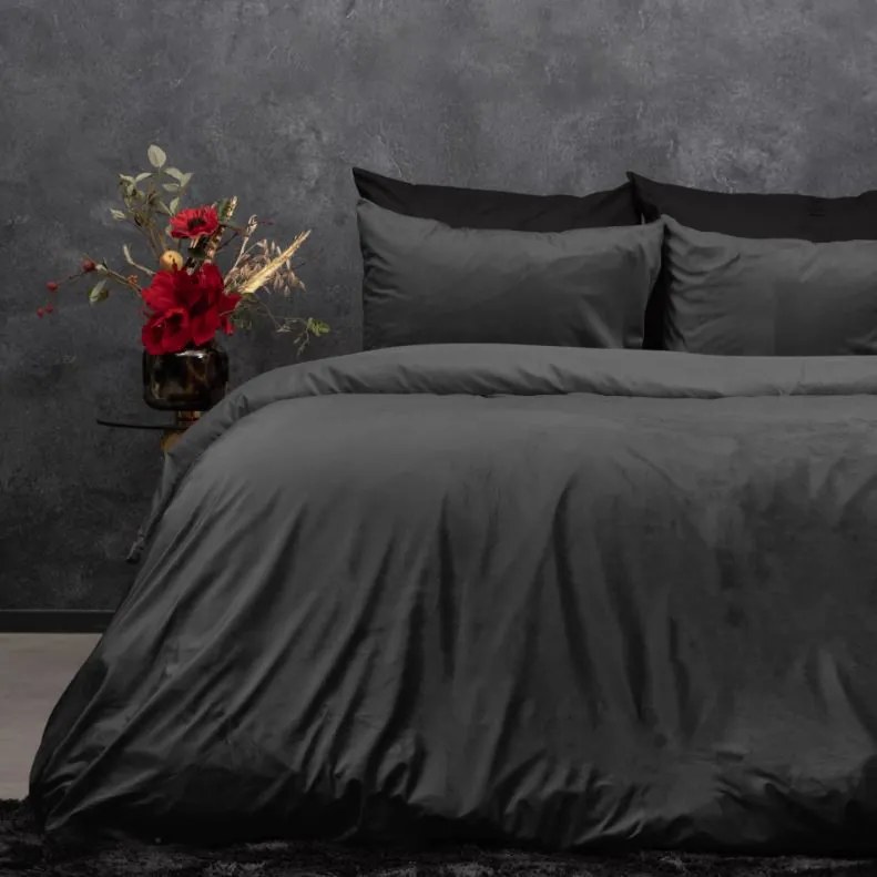 Posteľné obliečky mikroplyš velvet - tmavosivá