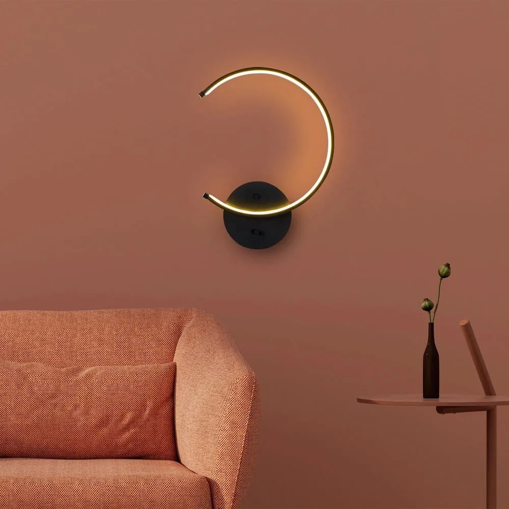 Čierne LED nástenné svietidlo ø 10 cm Moon – Opviq lights