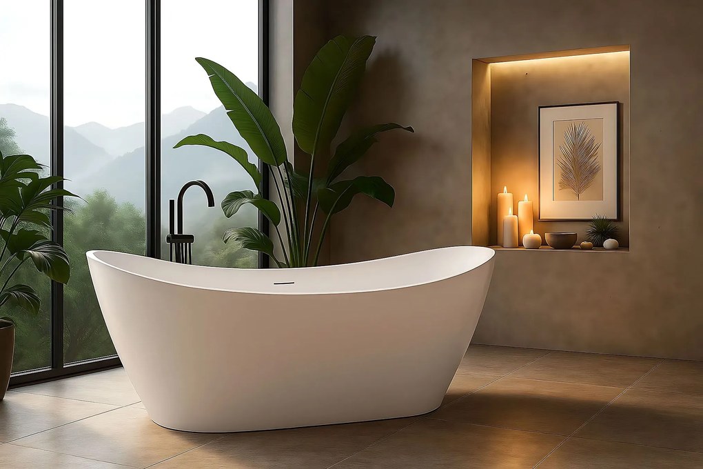 Rea FERRANO voľne stojaca vaňa 170 x 80 cm, biela, REA-W0106