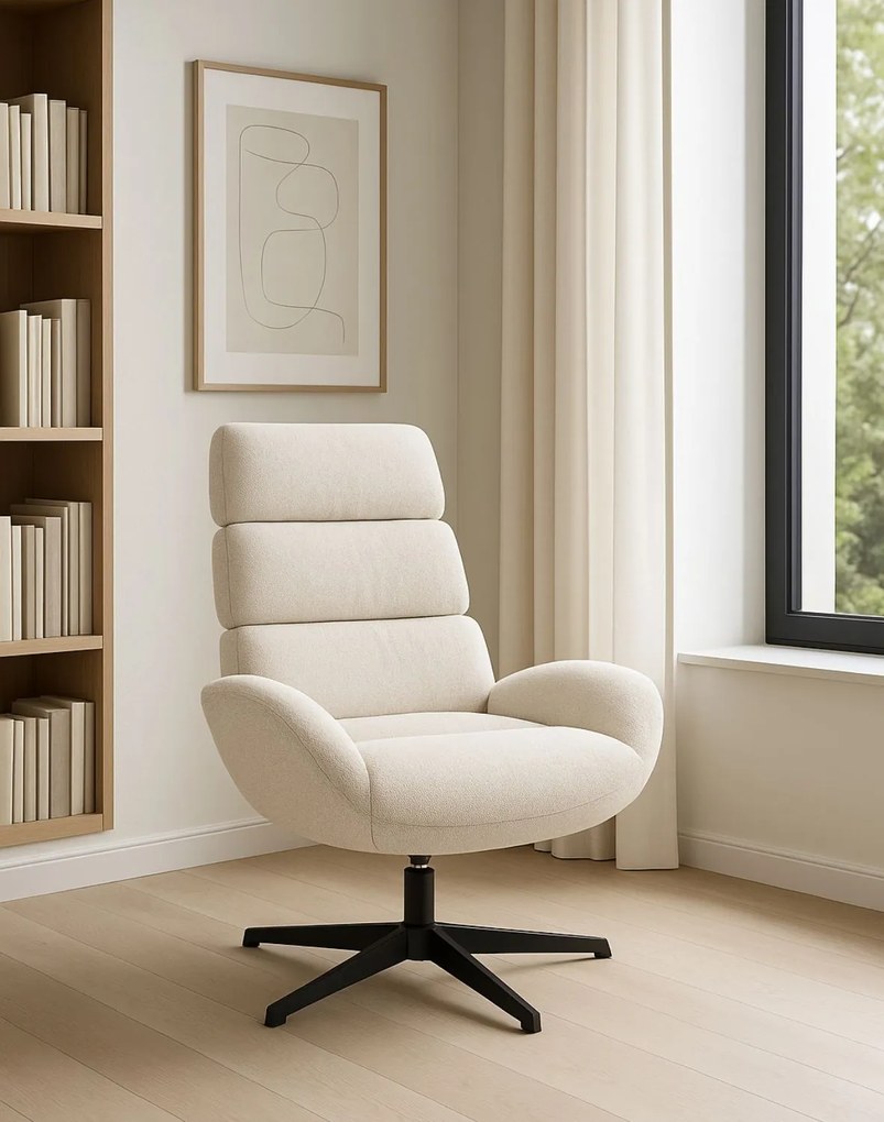 Otočné kreslo Cloud s vysokým operadlom, svetlobéžové