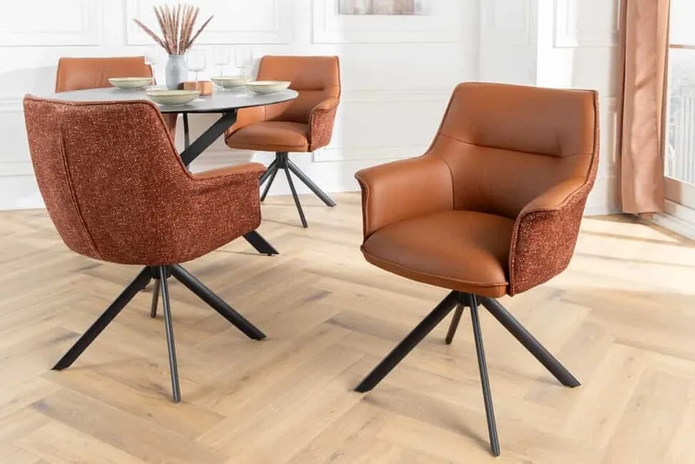 Kožená jedálenská stolička Nancy otočná o 180° koňaková