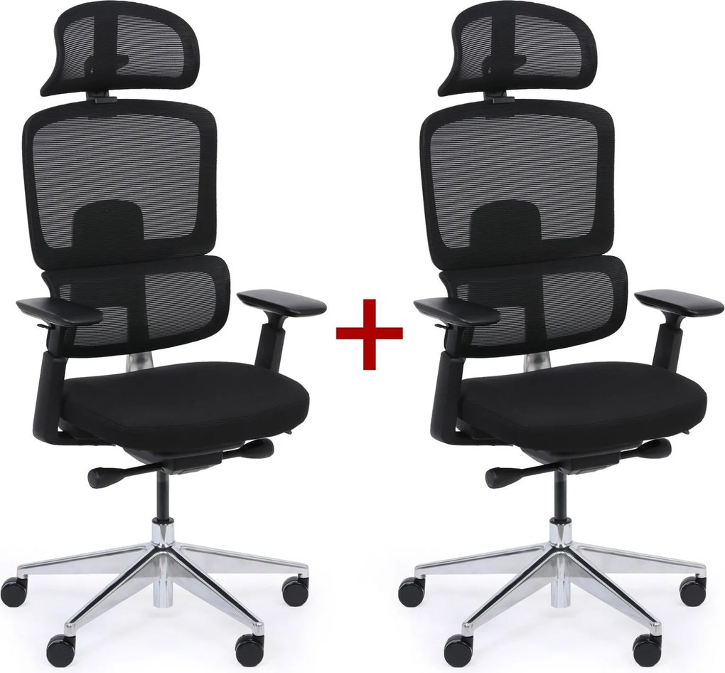 Kancelárska stolička WILMOT MF 1+1 ZADARMO, čierny rám, čierna