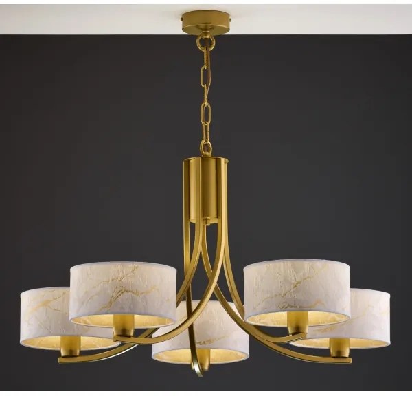 Jupiter 2097 - Luster na reťazi ARTHUR 5xE27/15W/230V biela/zlatá/mramorový dekor