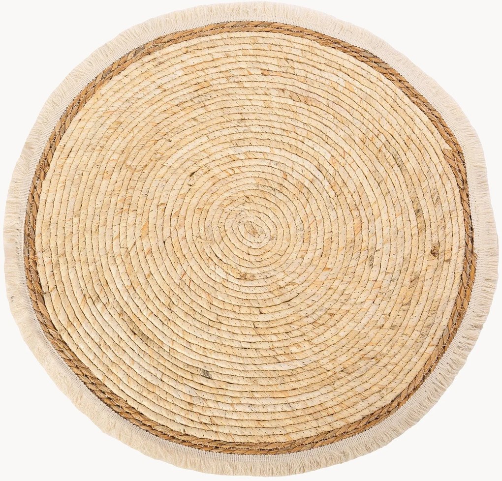Okrúhly bambusový koberec so strapcami Cozy