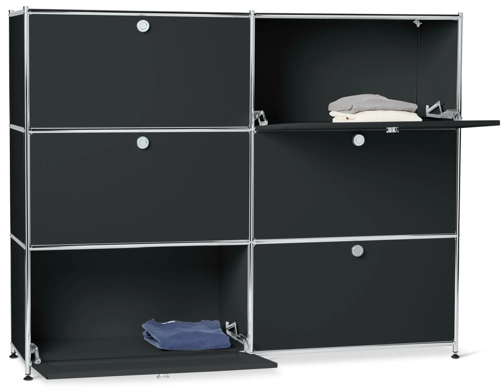 Veľká kovová komoda »CN3« so 6 výklopnými priehradkami, čierna