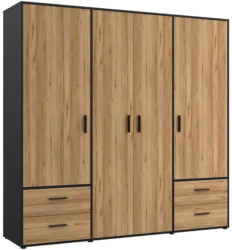 Skriňa Mokkaro 200 4D4S čierna/dub catania