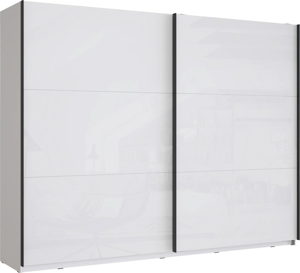 XXXLutz ŠAT. SKRIŇA S POSUV. DVERAMI, biela, biela s vysokým leskom, 269,9/209,7/61,2 cm home24 - Skrine - 000687018624