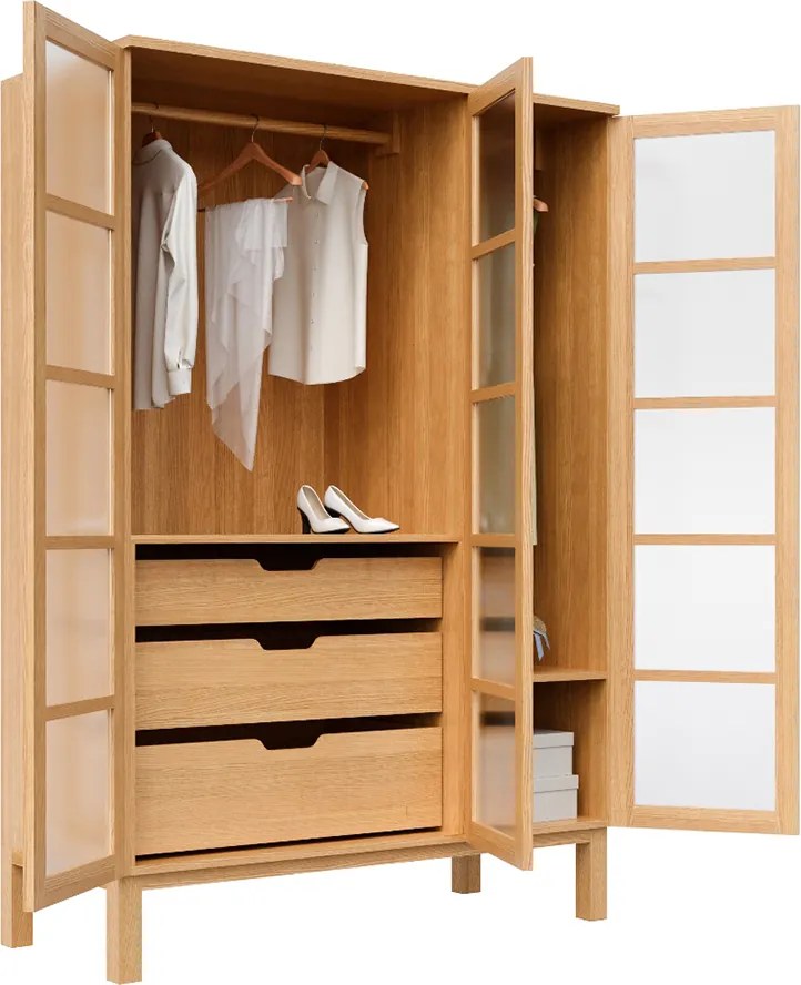 Presklená šatníková skriňa SOLID, 135x60x205 cm Orech