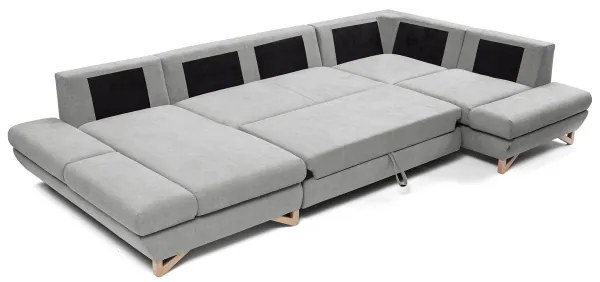 Rozkladacia rohová čalúnená sedacia súprava AVESTA v tvare U, sivá, s úložným priestorom