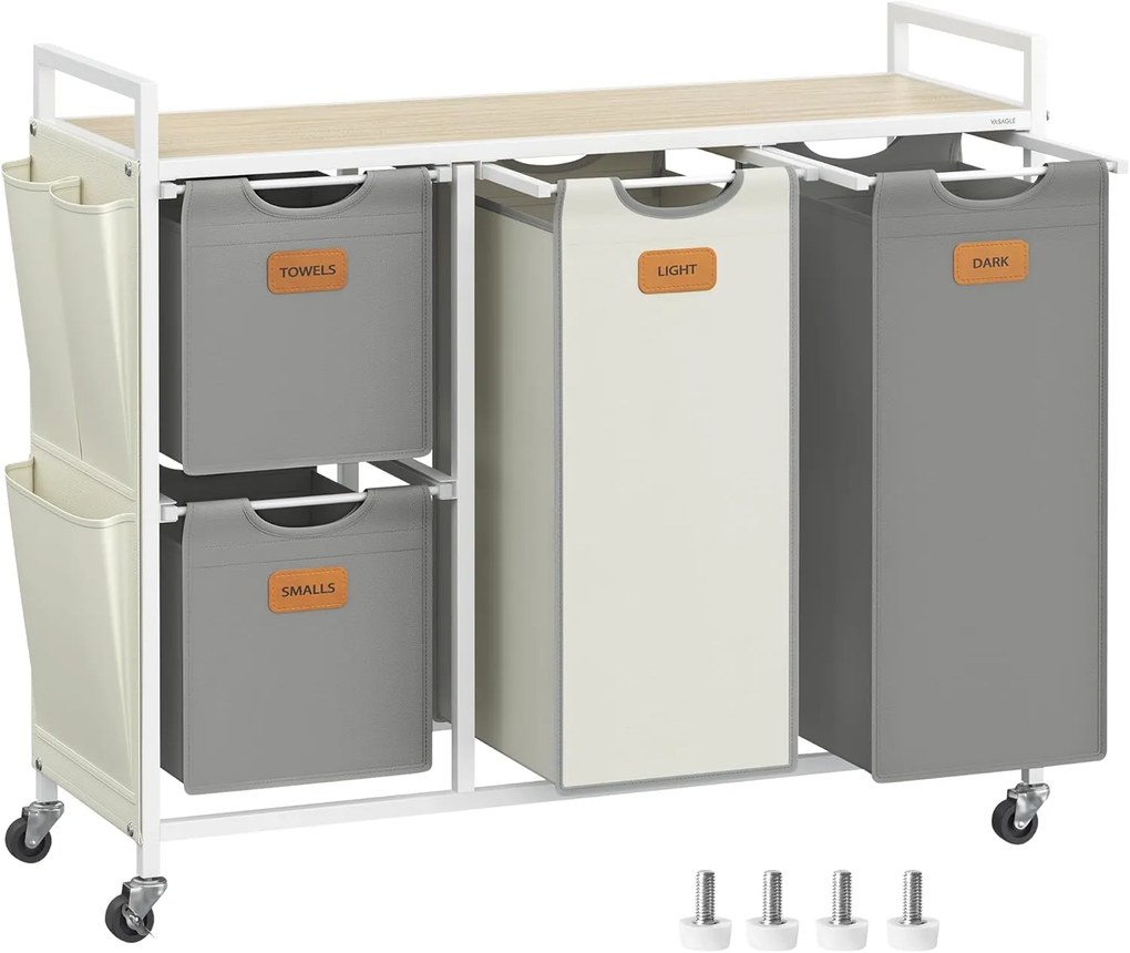 Koš na prádlo Vasagle Males 150 l hnědý/šedý/krémový