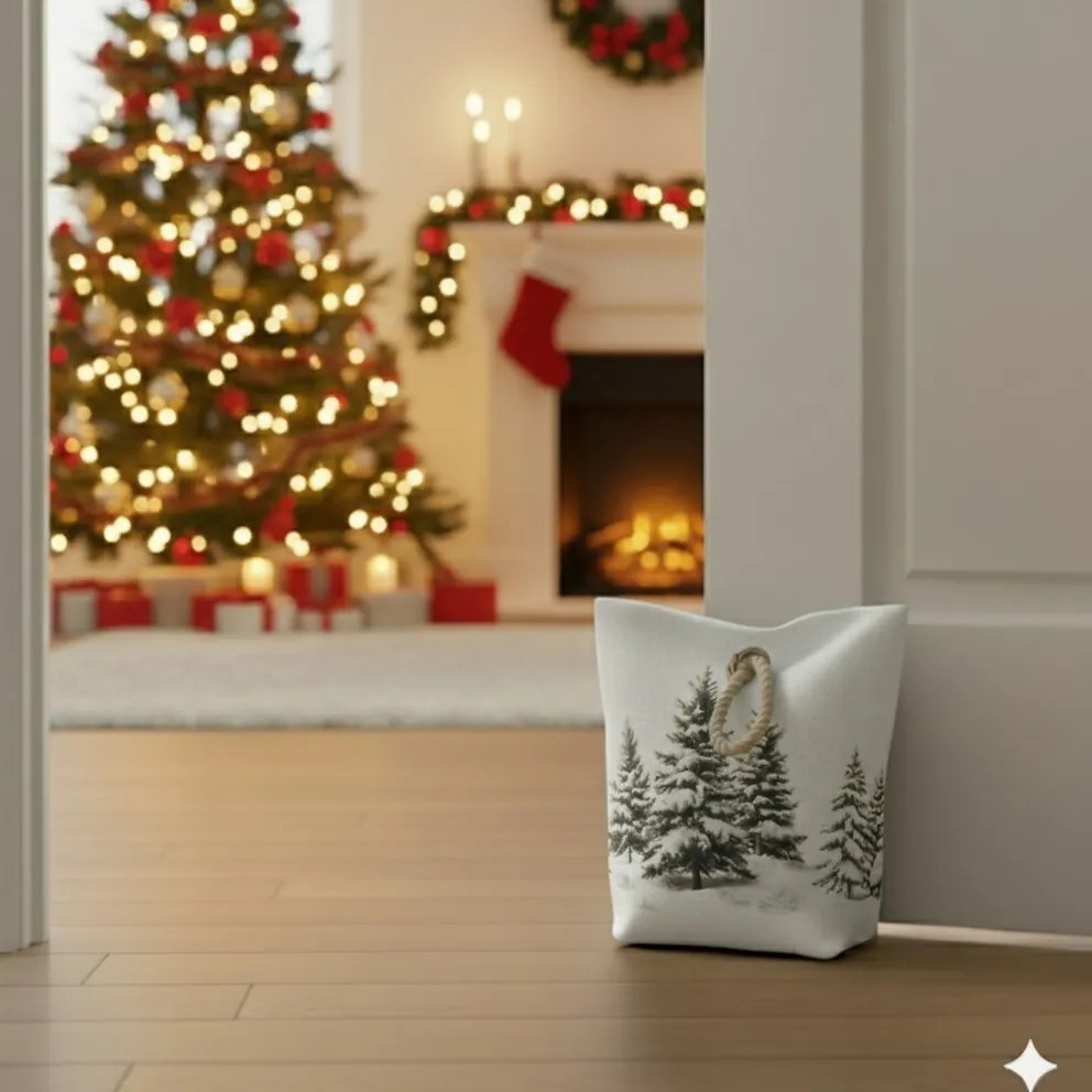 Forbyt Vianočná dverná zarážka Zimná krajina, 22 x 23 cm