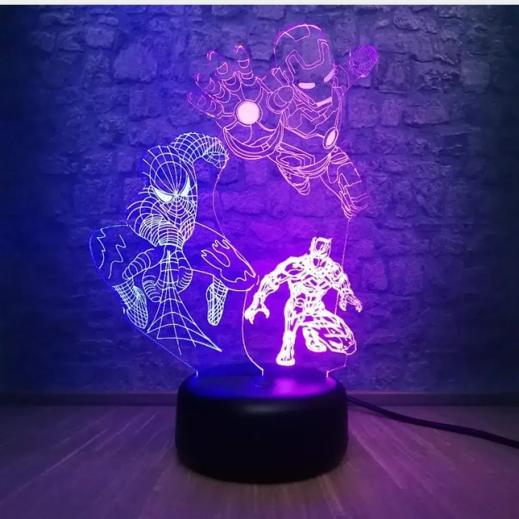 3Dmix 3DL-BTC051 – 3D LED nočná lampa - Avengers – Ironman, Spider-man, Batman (Bluetooth reproduktor - farba čierna)