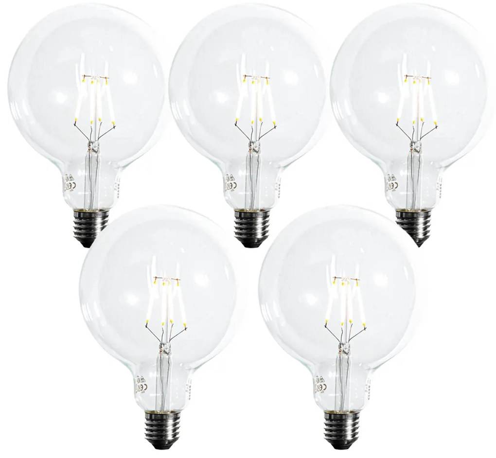 Sada 5 ks E27 Stmievateľná LED žiarovka so špirálovým vláknom G125 5W 450lm 2700K