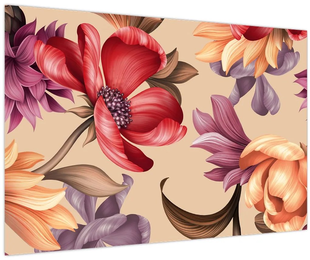 Obraz - Vintage kvety (90x60 cm)