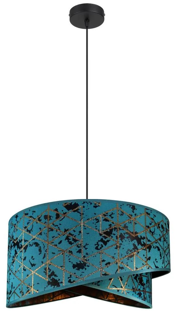 Luster na lanku REZO 1xE27/60W/230V tyrkysová