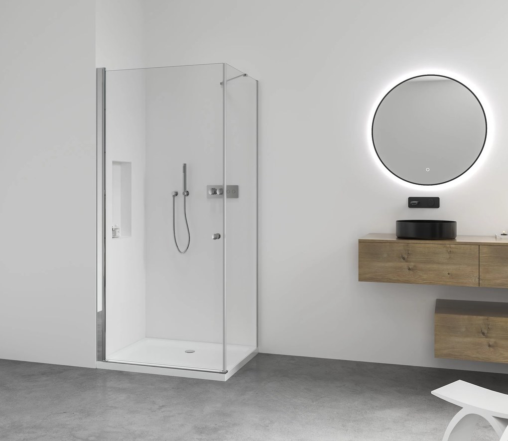 CERANO - Sprchovací kút Antelo L/P - chróm, transparentné sklo - 70x60 cm - krídlový, CER-CER-8050BD117