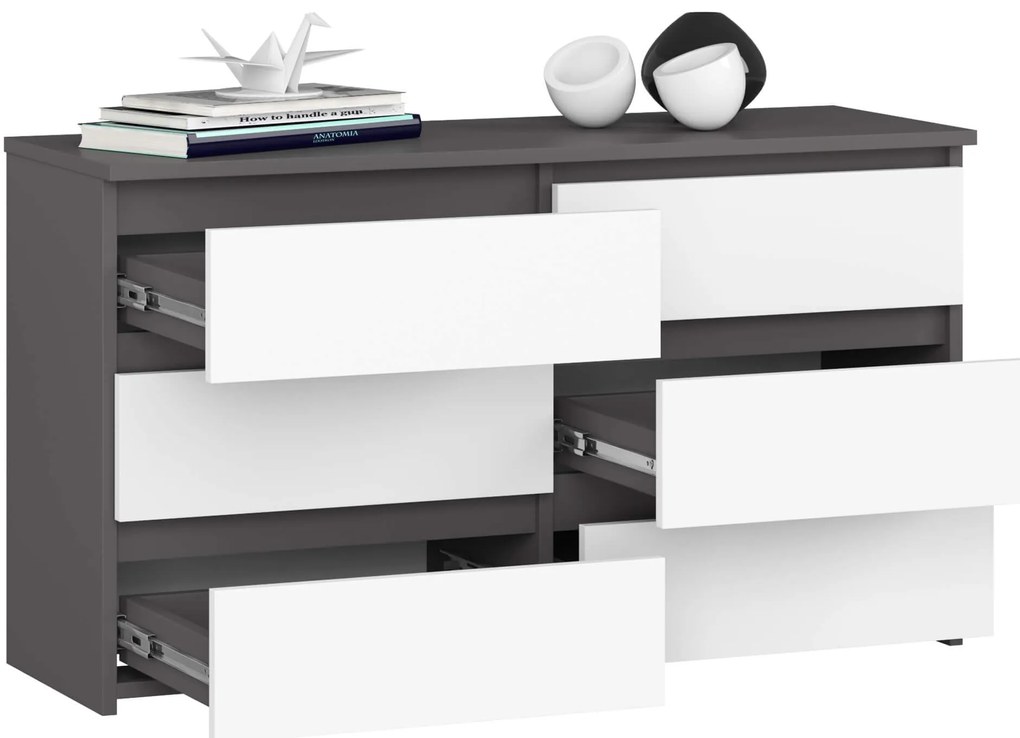 Komoda CL6 100 cm grafitovo šedá/biela