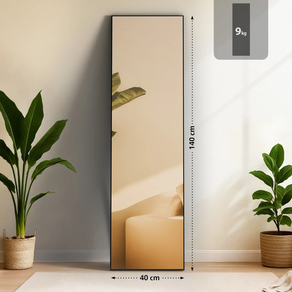 Zrkadlo Benicia 140x40 cm - čierne matné