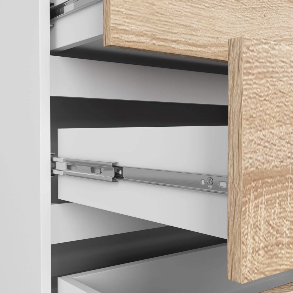 Komoda Kuba 160 cm 8 šuplíků bílá/dub sonoma