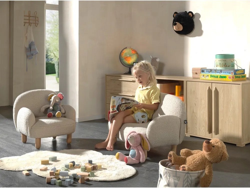 Béžové detské kresielko z textílie buklé Rocky – Vipack