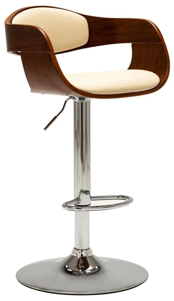 vidaXL Barová stolička krémová ohýbané drevo a umelá koža