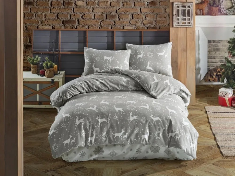 Flanelové obliečky, Escama grey 140x220/70x90 cm