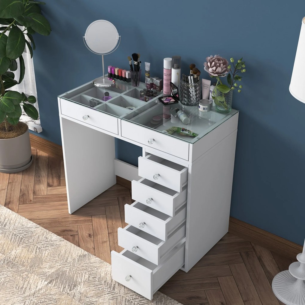 Toaletní stolek Melissa 02 bílý/čirý