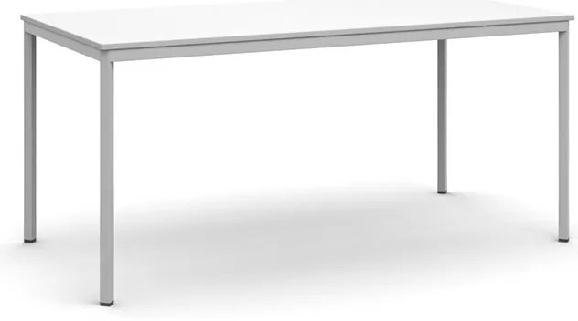 Jedálenský stôl, 160x80 cm, sivá podnož, biela