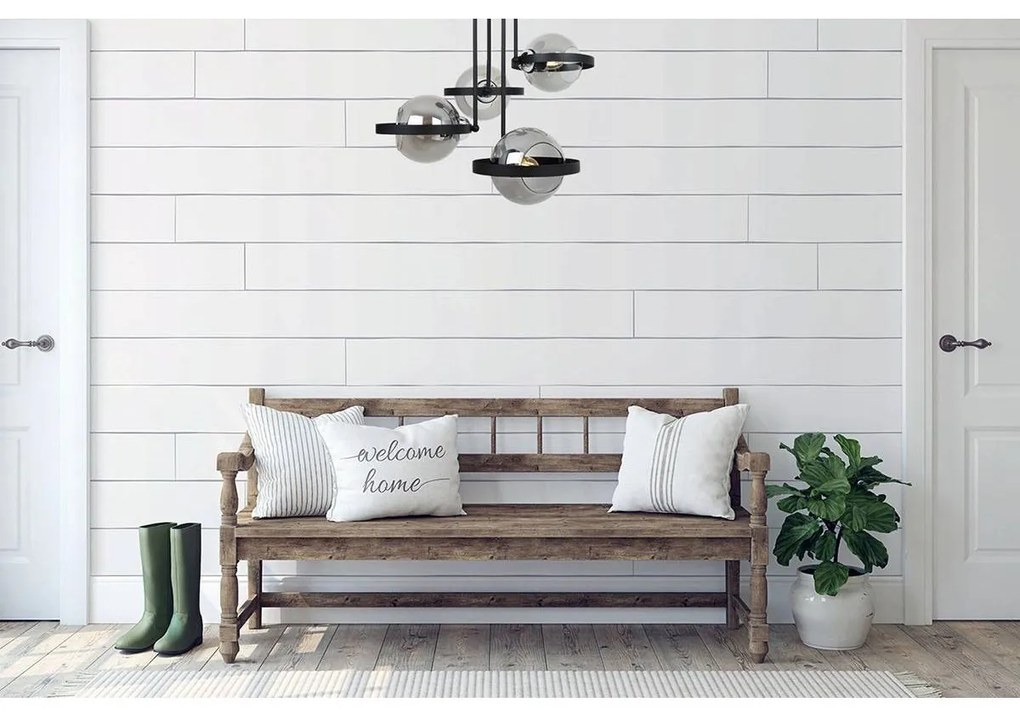 Stropné svietidlo Haga Ring, 4x grafitové sklenené tienidlo (výber z 3 farieb uchytenia)